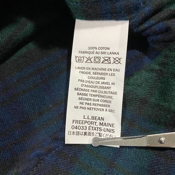 L.L. Bean Scotch Plaid Colorblock Flannel Shirt Adult XL Blue Green Blackwatch - Picture 16 of 16
